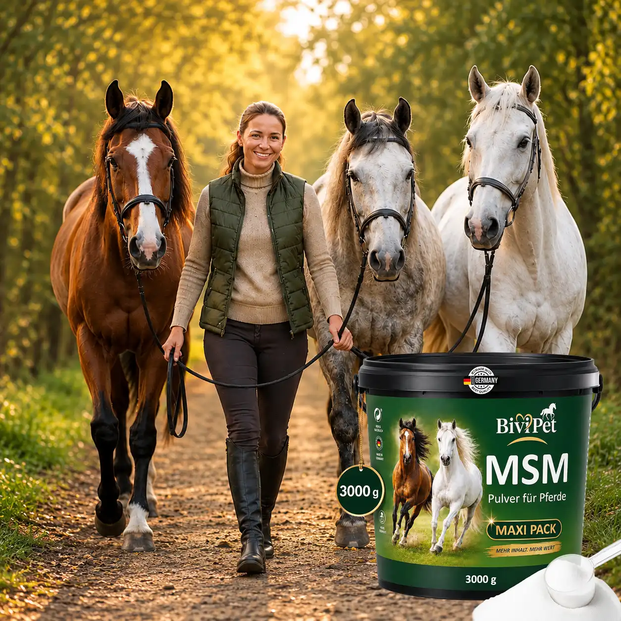 Ergänzungsfuttermittel für Pferde, 3 kg Maxi Pack MSM Pulver für den Bewegungsapparat, für Pferdehalter mit mehreren Pferden, mehr sparen.